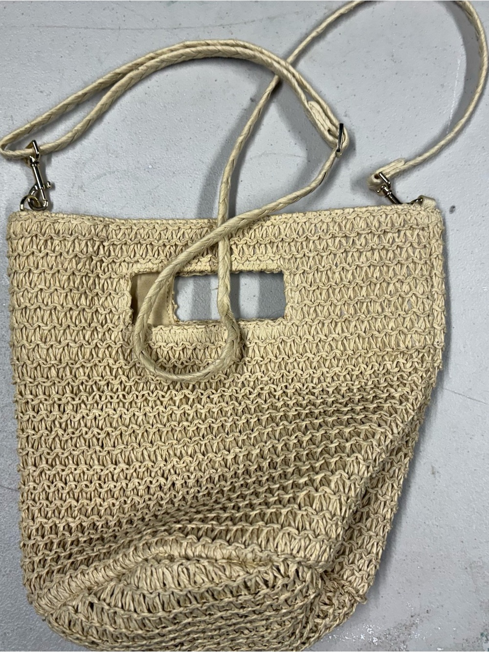 Handwoven Cream Shoulder Bag - Lightweight Summer Crochet Tote